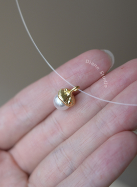 金色蘑菇小众设计感珍珠锁骨链女