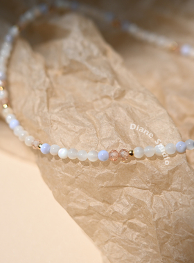 天然贝壳混彩珠小众设计锁骨链女