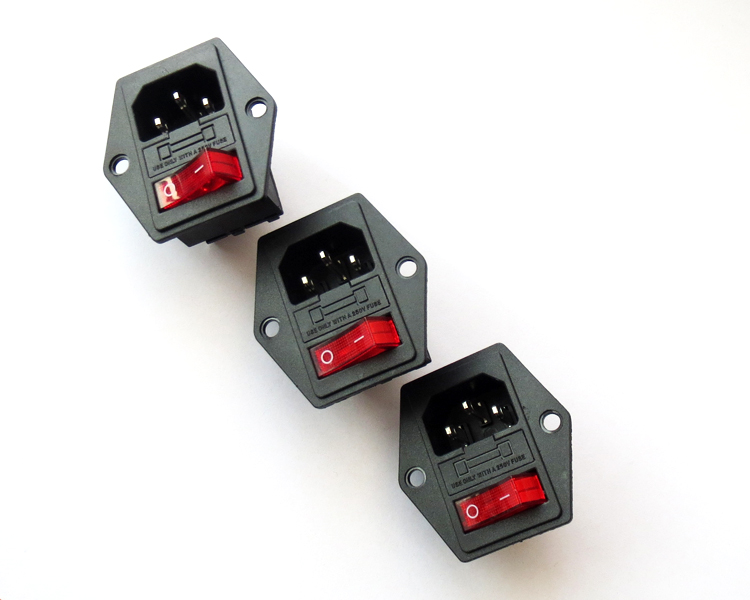 AC电源插座 品字插座带船型开关带灯带保险丝带耳朵 设备电源插座 - 图1