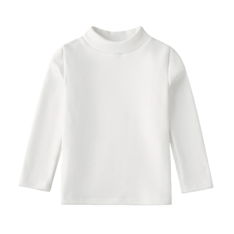 加绒儿童半高领打底衫纯棉白色春秋款长袖t恤男 女童圆领加厚保暖,淘宝优惠券,粉丝福利购,淘宝优惠卷