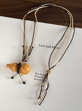 925纯银枫木葫芦黑玛瑙项链