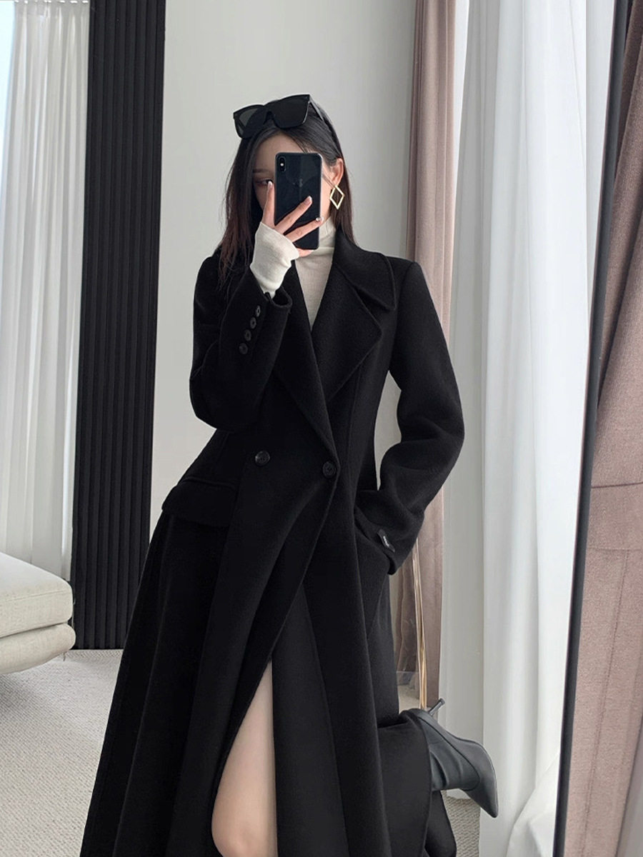 秋冬大码赫本风毛呢外套女胖mm收腰显瘦气质过膝裙式长呢子大衣潮,淘宝优惠券,粉丝福利购,淘宝优惠卷