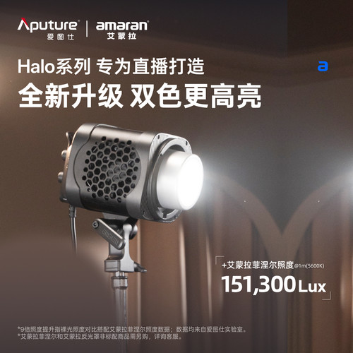 【新品上市】Aputure/amaran 爱图仕Halo 300x 艾蒙拉300W可调色温直播视频补光灯 摄影拍照发丝打光常亮灯 - 图1
