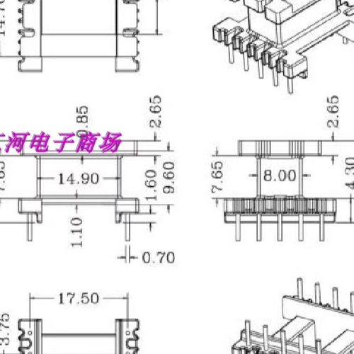 EE22加宽磁芯骨架EE22-13骨架立式5+5针 - 图1