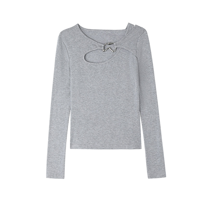 PAPERLLL辛间 格调艺术 莫尔代加绒镂空金属扣上衣女修身内搭打底,淘宝优惠券,粉丝福利购,淘宝优惠卷