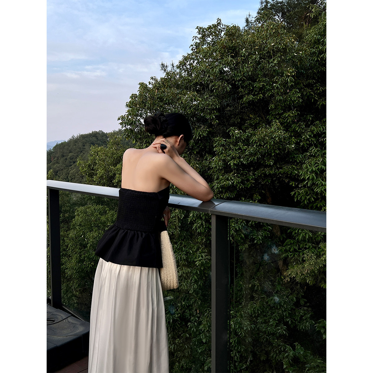 PAPERLLL辛间 法式ins 法式时尚褶皱拼接花苞一字肩抹胸上衣女夏,淘宝优惠券,粉丝福利购,淘宝优惠卷