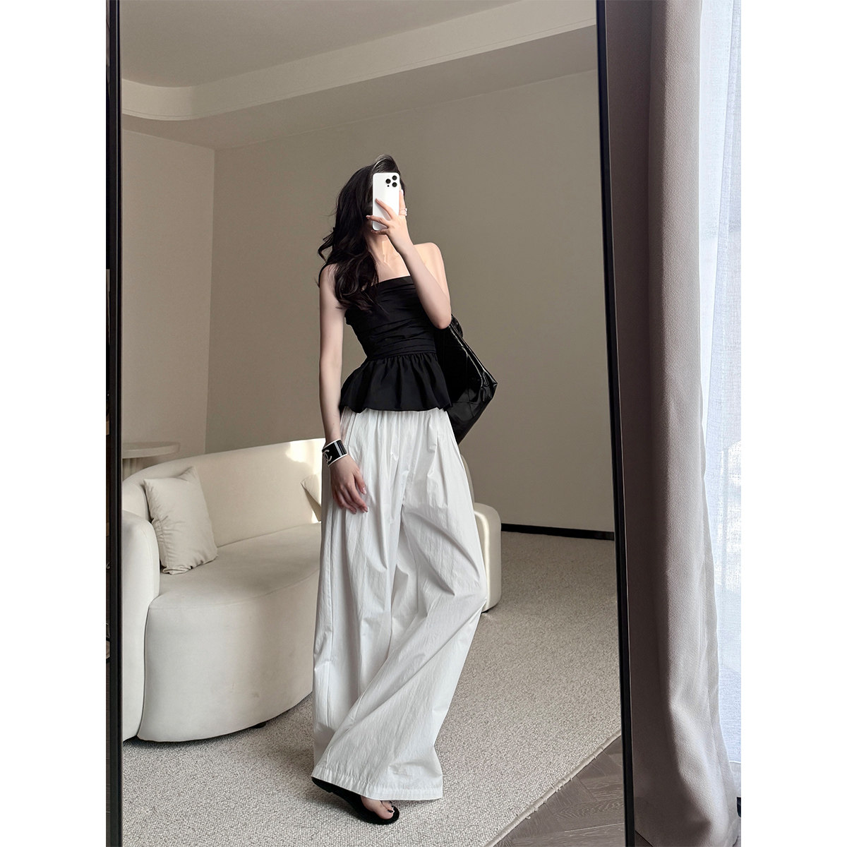 PAPERLLL辛间 法式ins 法式时尚褶皱拼接花苞一字肩抹胸上衣女夏,淘宝优惠券,粉丝福利购,淘宝优惠卷