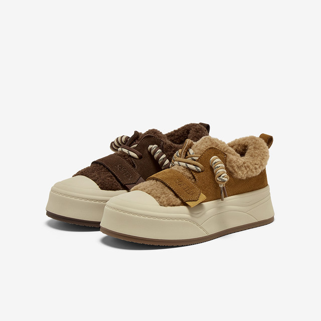 Best Picture 25 Winter Shopping Mall New Genuine Leather and Velvet Warm Board Shoes Furry Shoes Sports Women's Casual Shoes E8017DM5