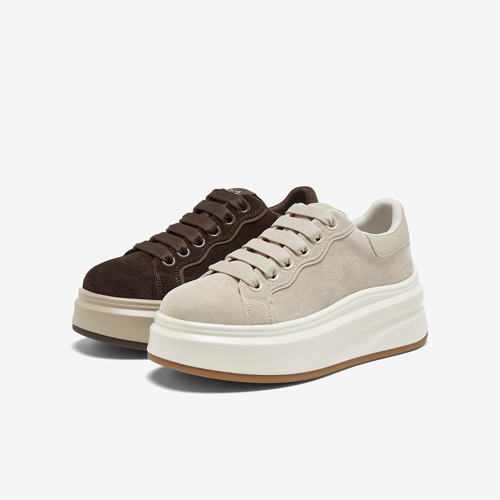 百思图2026春季新款厚底增高板鞋松糕鞋女运动鞋休闲鞋D3827AM6 - 图3