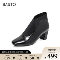 Thyme Winters new fashion commuter square head coarse heels with fashion boots women and ankle short boots HD319DD1