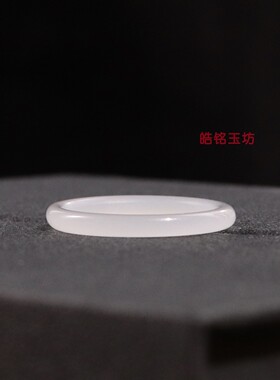 和田羊脂白玉极细素面平安戒19号