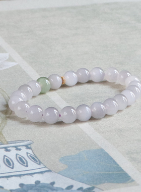 天然和田玉新中式冰底烟紫手串