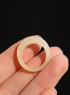 天然和田玉糖玉14号素面戒指