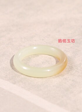 和田玉且末糖14号细款平安戒