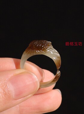 孤品14号糖青玉石戒指复古雕刻