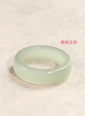 和田玉晴水14号素面平安戒百搭