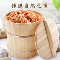 Cedar Wood Steam Rice Barrel Home Small Number Meals Barrel Retort Steamed Caged Glutinous Rice Steamed Rice Large Number Commercial Steamed Rice Wood Barrel