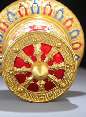 手动指捻转筒民族风铜莲花底座