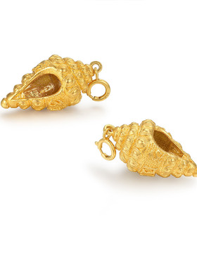 18k黄金吉祥海螺吊坠万能卡扣