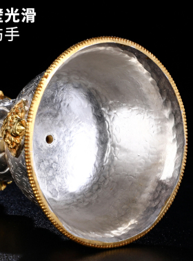 尼泊尔黄铜鎏金酥油灯家用灯座