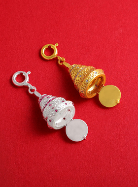 S925纯银镀金小曼茶罗卡扣项坠