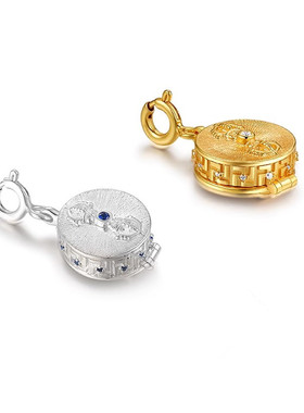 S925银镀金嘎乌盒铃杵星月菩提串