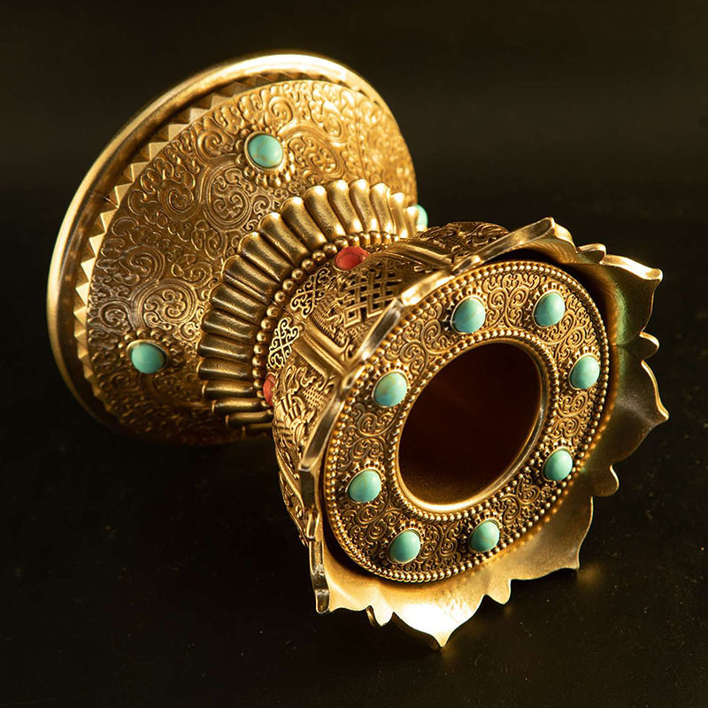 纯铜手摇转金轮莲花底座佛像莲台八吉祥转金筒底座手摇转动轮摆件,淘宝优惠券,粉丝福利购,淘宝优惠卷