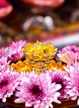 黄铜镀金财神水供套装聚宝盆摆件