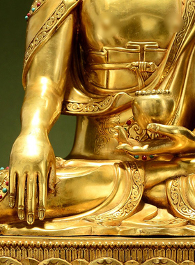 藏式15寸铜鎏金释迦牟尼铜像摆件