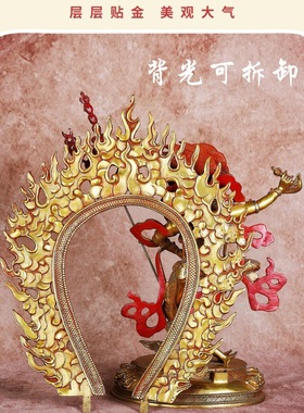 狮面空行母护法佛像纯铜鎏金摆件