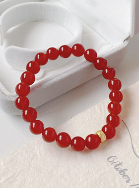天然红玛瑙简约寓意吉祥水晶手串