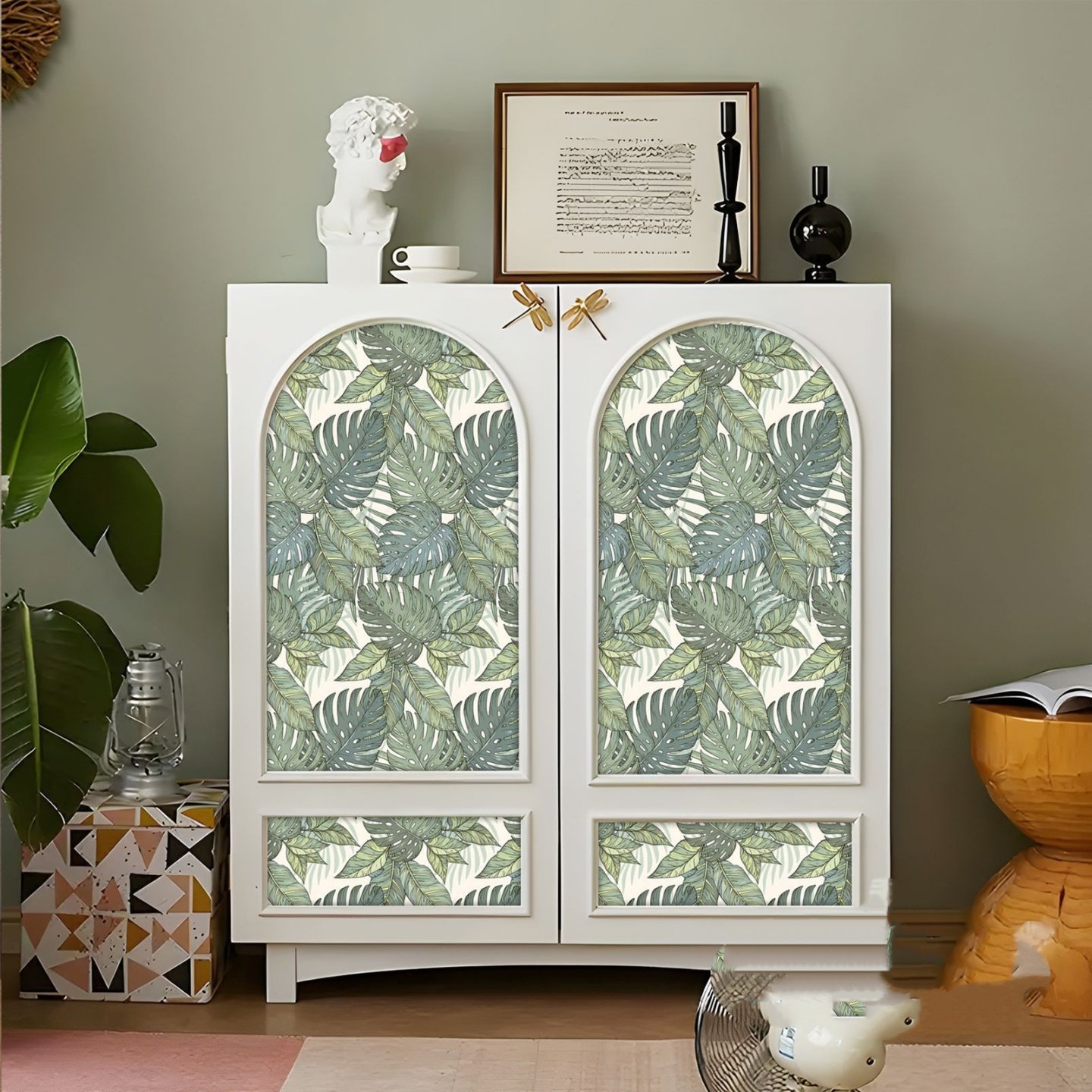 东南亚风格柜子装饰贴纸衣柜门玻璃橱柜家具翻新改造墙纸自粘防水,淘宝优惠券,粉丝福利购,淘宝优惠卷