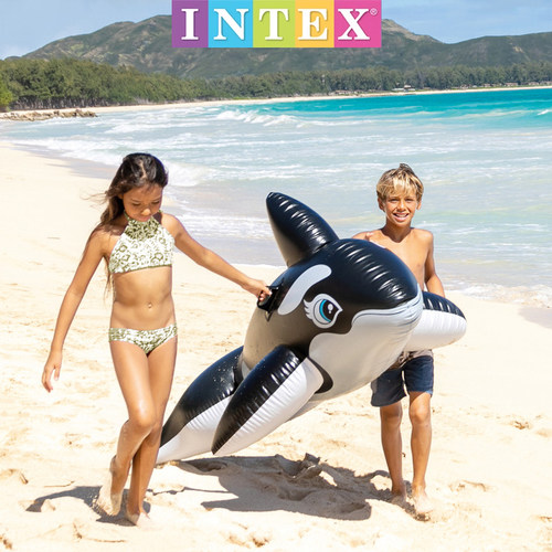 INTEX成人水上坐骑火烈鸟游泳圈加厚浮床浮排儿童充气玩具独角兽 - 图3