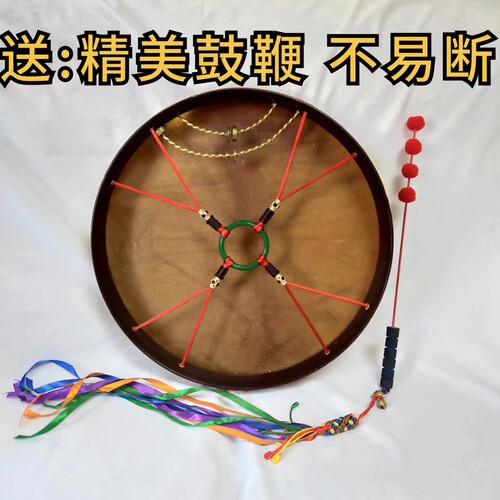 出马鼓镇堂鼓羊皮鼓包邮单面手抓鼓 请神鼓二神鼓跳神鼓黑牛皮鼓 - 图2