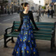 Coast Singing* Original Design Store-Peacock Blue Feather Spring and Autumn Vests and Skirts