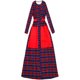 This shore singing original navy blue and red plaid dress