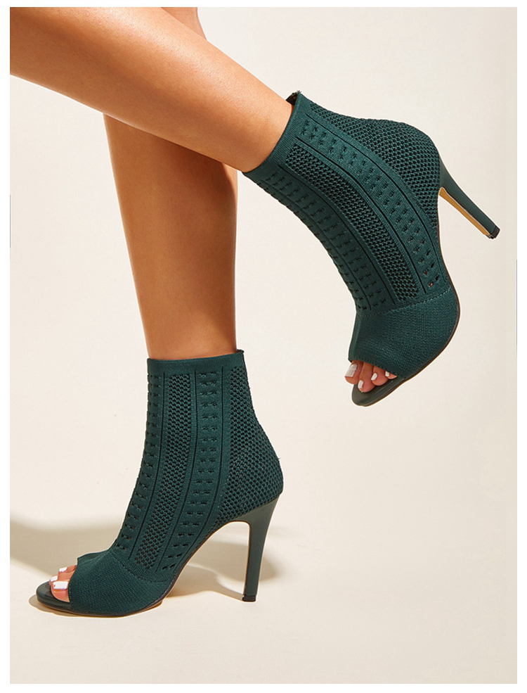 42鱼嘴针织凉靴Knitted fish mouth boots for high heels shoes - 图1