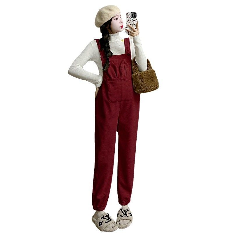 孕妇背带裤秋冬款外穿灯芯绒休闲裤加厚保暖加绒连体吊带冬季裤子,淘宝优惠券,粉丝福利购,淘宝优惠卷