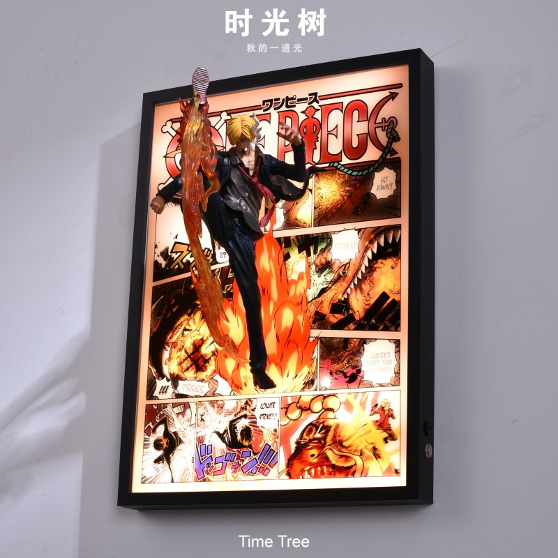 海贼王路飞索隆山治娜美罗宾罗鹰眼火拳艾斯3D立体灯光画送礼物