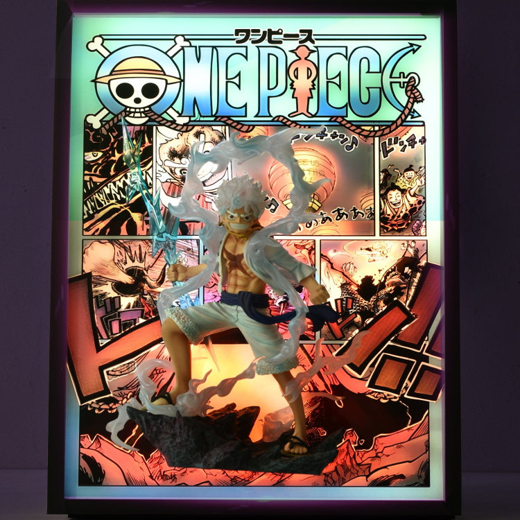 海贼王路飞索隆山治娜美罗宾罗鹰眼火拳艾斯3D立体灯光画送礼物