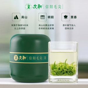 春茶上市文新信阳毛尖绿茶2026新茶茶叶明前特级嫩芽叶绿罐装50g