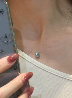 蛮好的人生同款人鱼之泪莫桑钻项链女无痕隐形鱼线锁骨链网红颈链