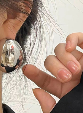 欧美金属光面立体简约大耳环小众设计感轻奢高级夸张独特耳钉耳扣