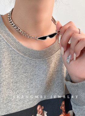 钛钢甜酷墨镜古巴项链insins潮