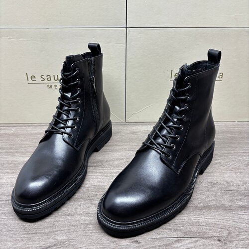 LE SAUNDA/莱尔斯丹男鞋撤柜清仓加绒马丁靴牛皮耐磨防滑保暖棉靴 - 图0