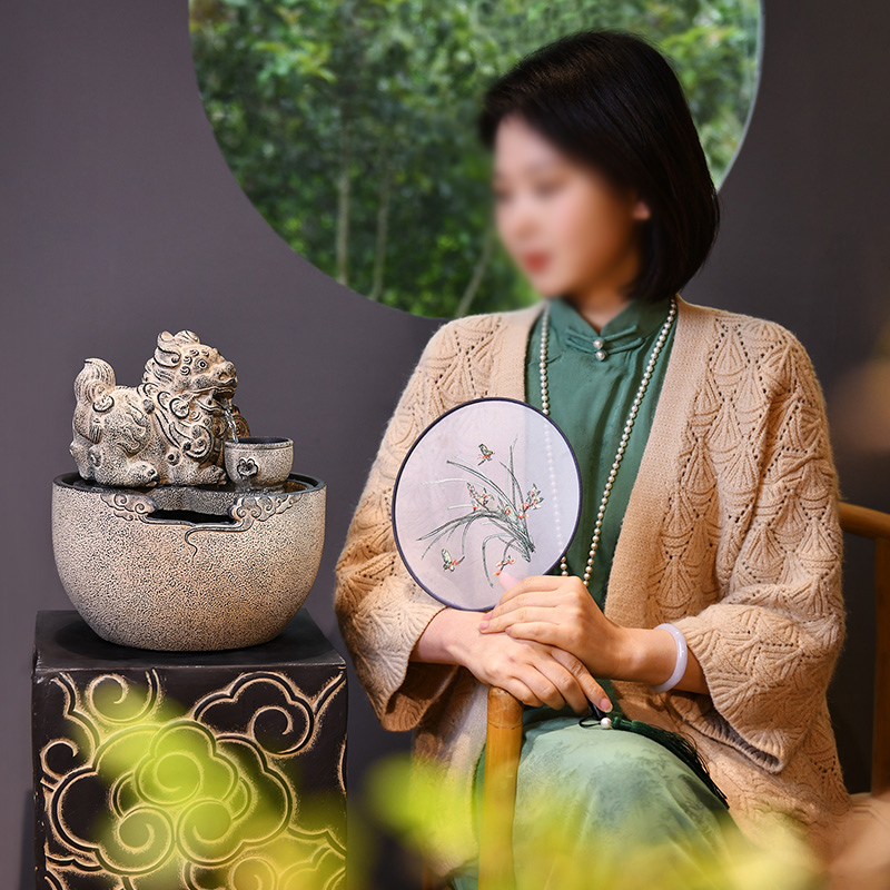 招财流水生财摆件循环水貔貅吐水兽办公室氛围茶室布置水系景观 - 图2