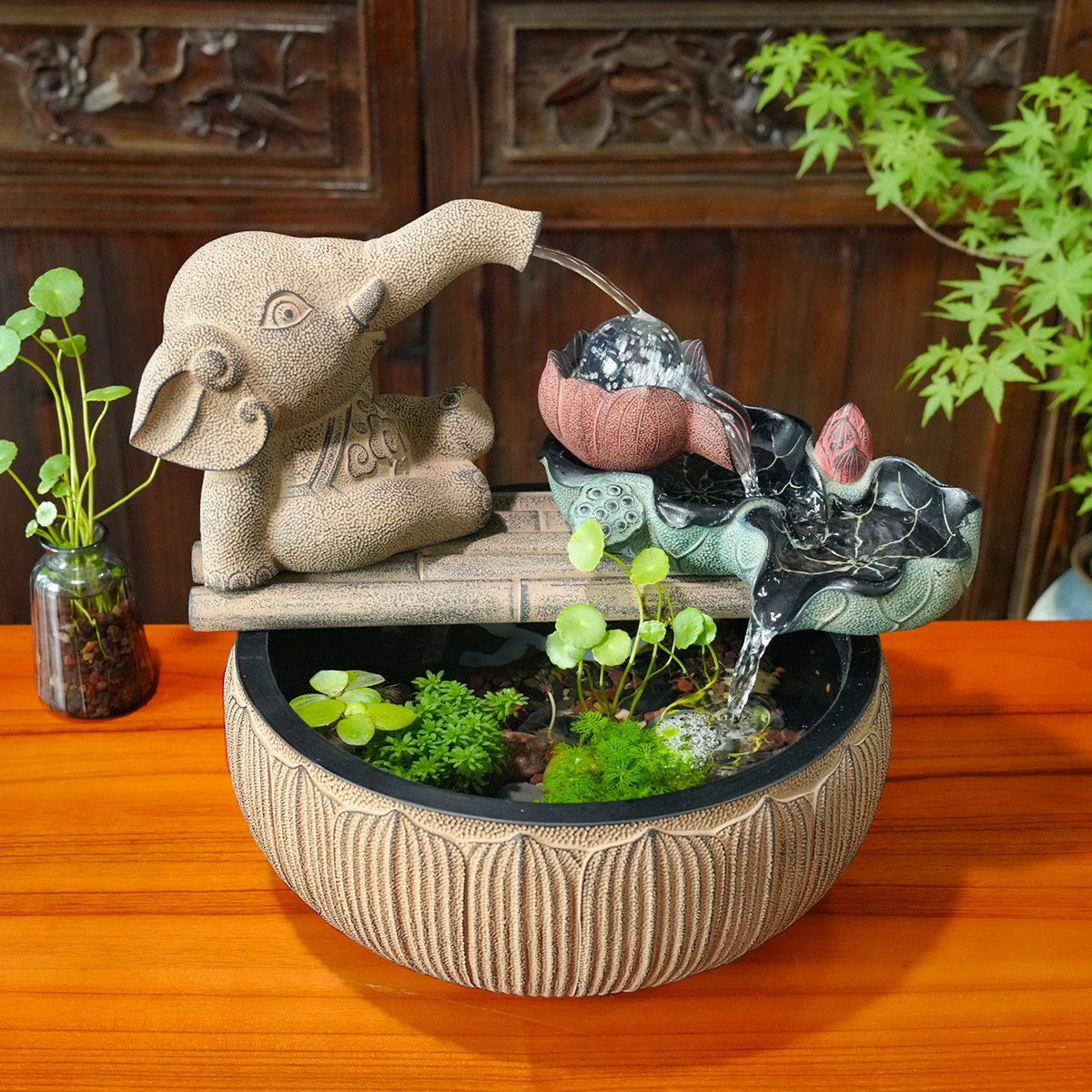 双喷泉小象水晶球流水摆件循环水 招财客厅玄关风水生财鱼缸水景,淘宝优惠券,粉丝福利购,淘宝优惠卷