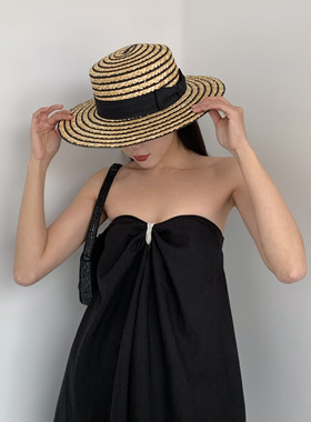 草帽出游法式女春夏宽沿