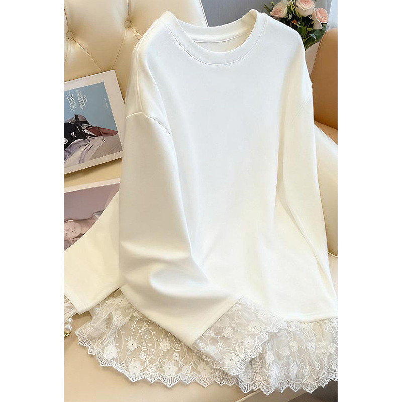 胖mm特大码2-300斤蕾丝花边德绒长袖T恤女秋冬宽松加绒保暖打底衫,淘宝优惠券,粉丝福利购,淘宝优惠卷