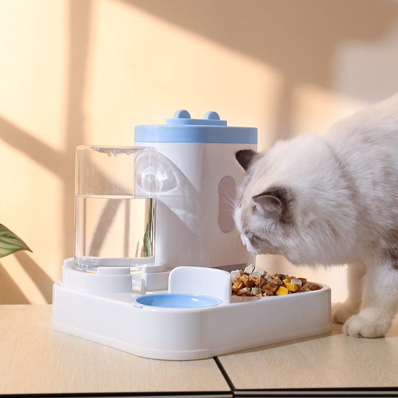 猫碗宠物原创食具狗狗猫咪立式兔耳自动一体喂食喂水器宠物碗防翻-图0